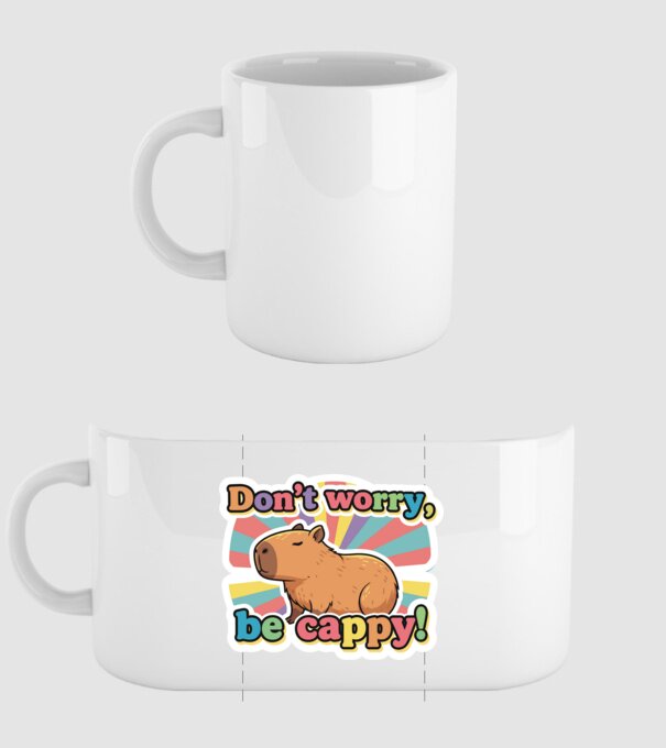Vintage kapibara 'Don't worry be cappy' felirattal minta fehér pólón