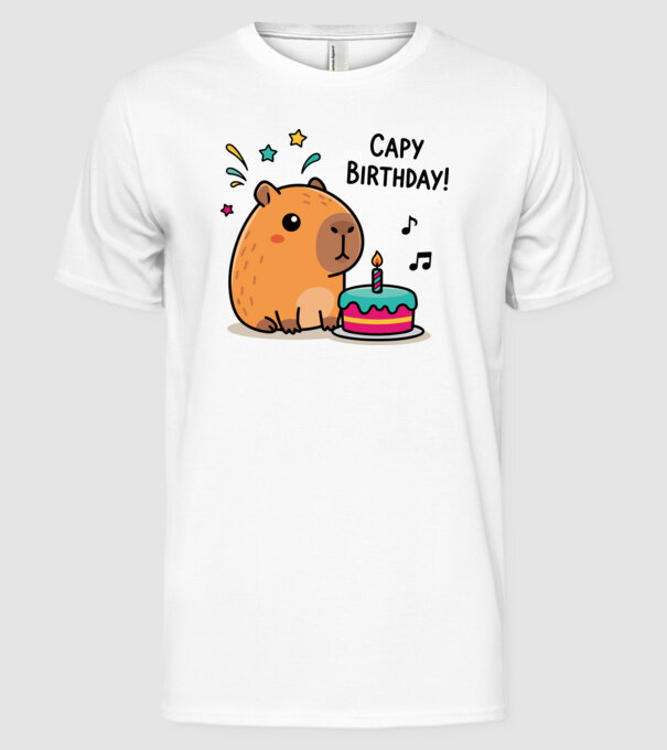 Capy Birthday!  minta fehér pólón