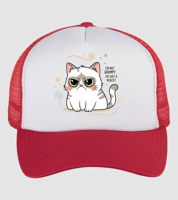 I’m not grumpy. I’m just a realist. minta fehér/piros pólón