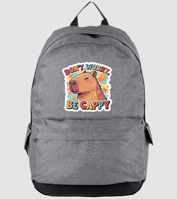 Vintage kapibara 'Don't worry be cappy' felirattal minta szürke pólón