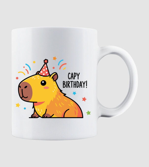 Capy Birthday! minta fehér pólón
