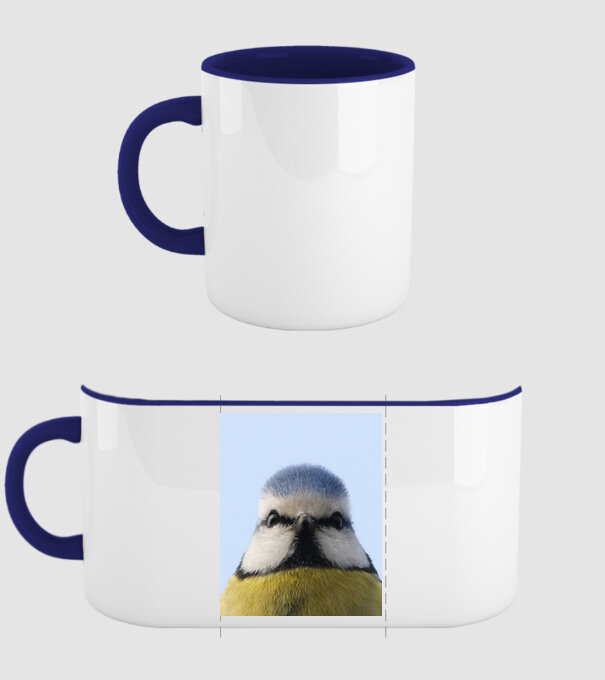 Kékcinege-Blue tit portré minta sötétkék pólón