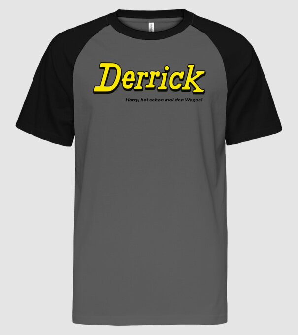 Derrick_hozzd_a_kocsit_de_black minta szürke/fekete pólón