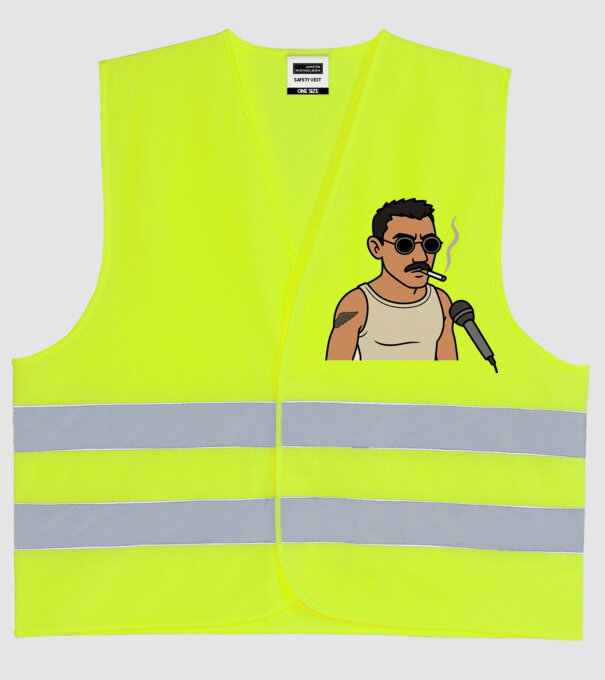 MI FOLYIK ITT GYÖNGYÖNÖS minta neonsárga pólón