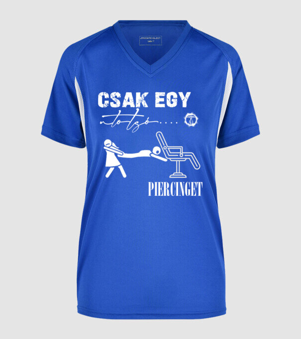 Csak egy utolsó piercinget minta királykék pólón