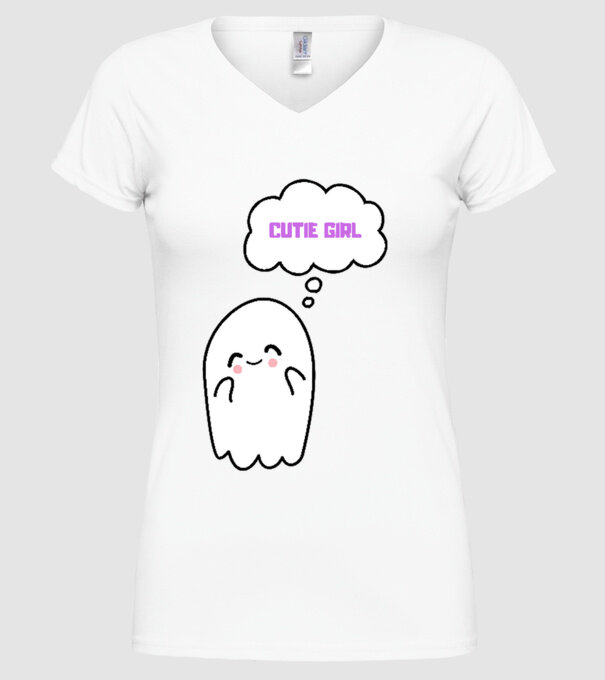 Cute Ghost minta fehér pólón