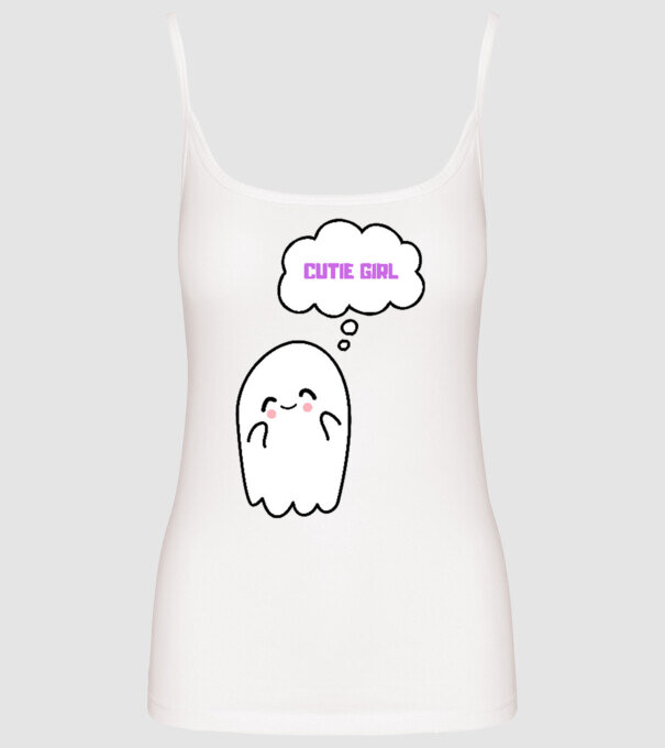 Cute Ghost minta fehér pólón