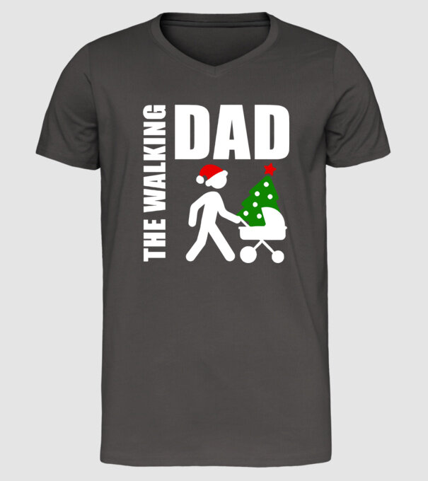 The Walking Dad - Karácsonyi Kiadás minta sötétszürke pólón
