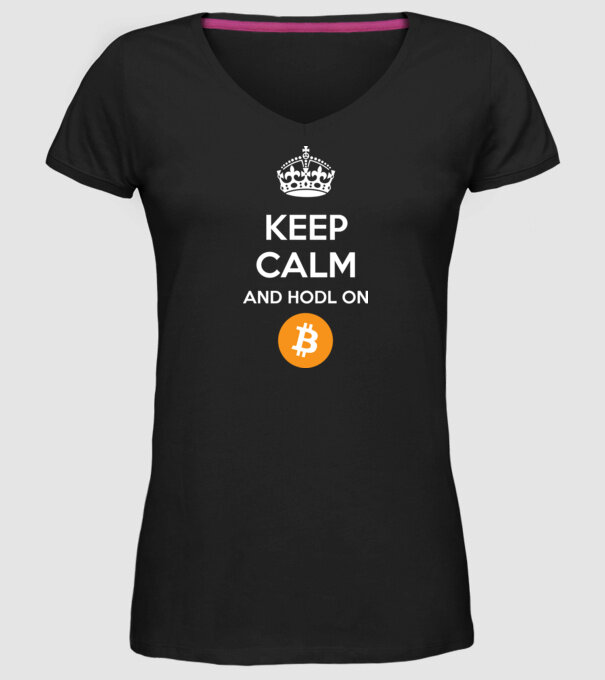 Keep calm and hodl on Bitcoin! minta fekete pólón