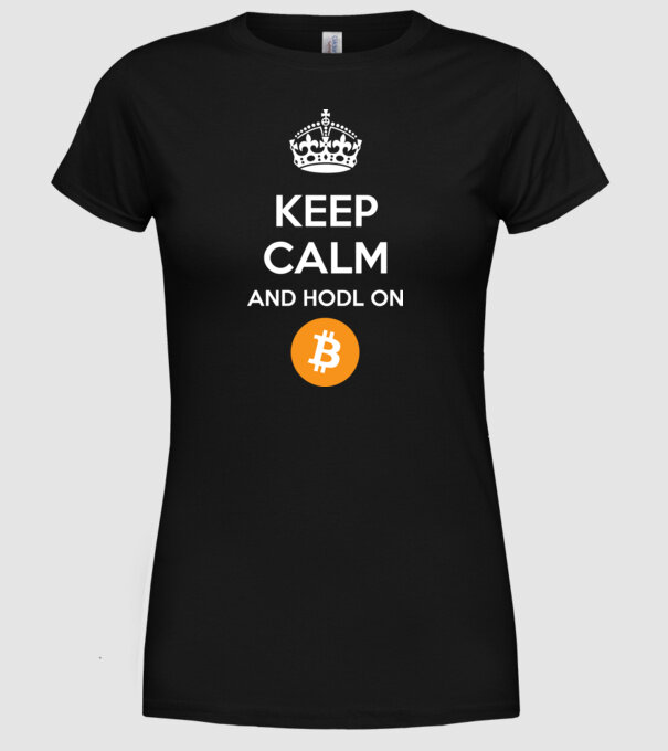 Keep calm and hodl on Bitcoin! minta fekete pólón