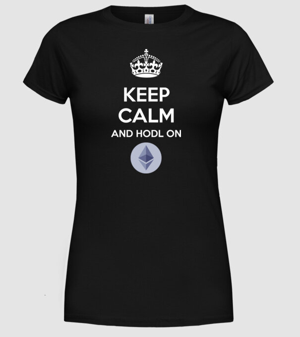 Keep calm and hodl on Ethereum! minta fekete pólón