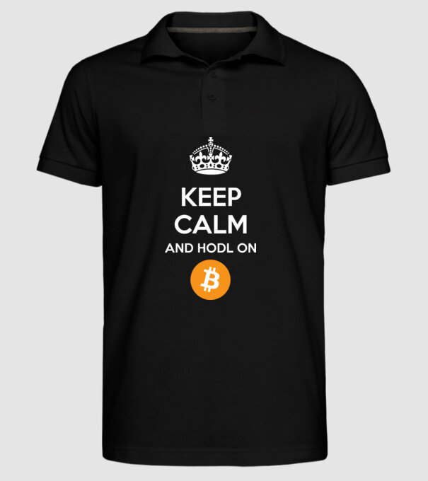 Keep calm and hodl on Bitcoin! minta fekete pólón