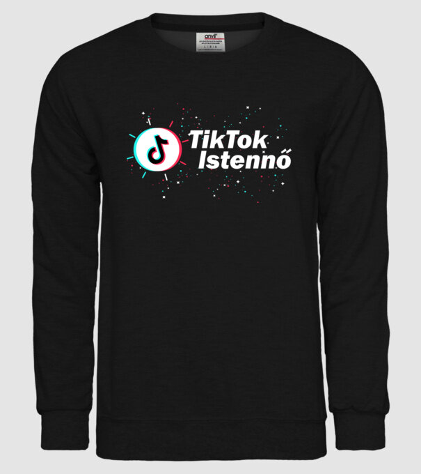 TikTok Istennő minta fekete pólón