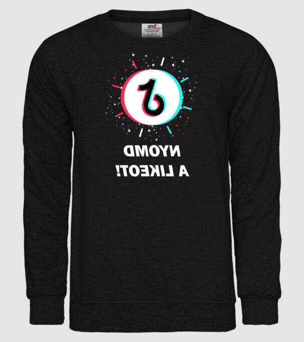 TikTok Like!! Szelfi minta fekete pólón