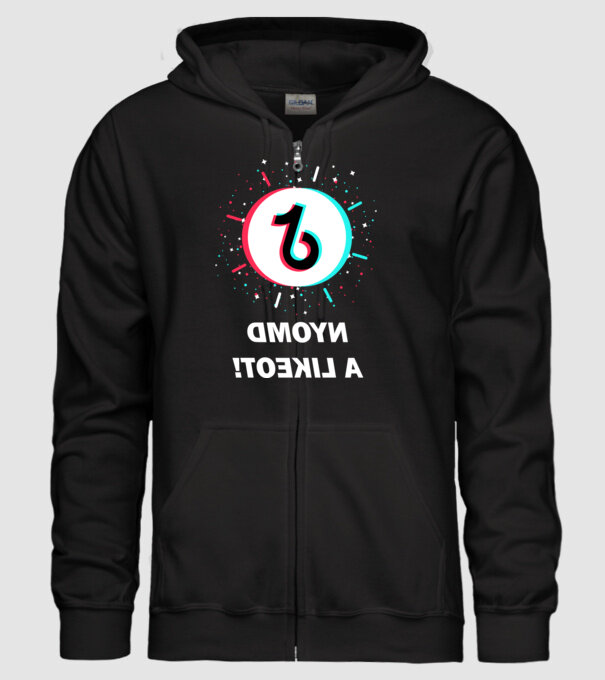 TikTok Like!! Szelfi minta fekete pólón