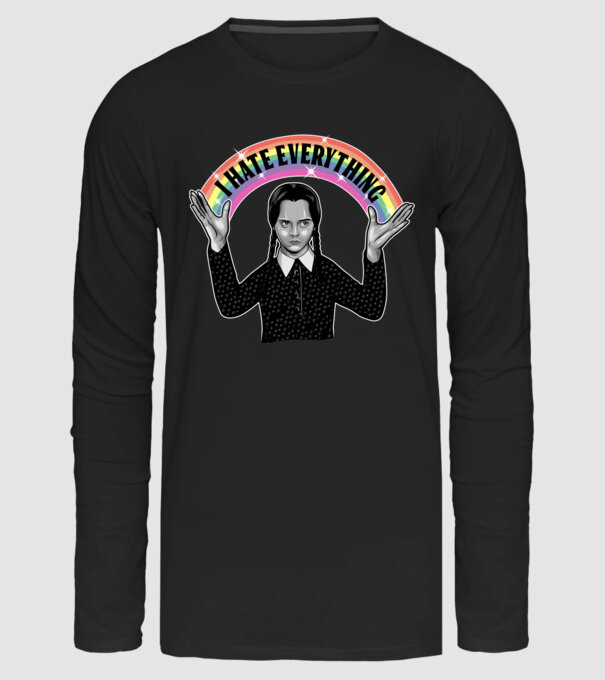I hate everything - Wednesday Addams minta fekete pólón