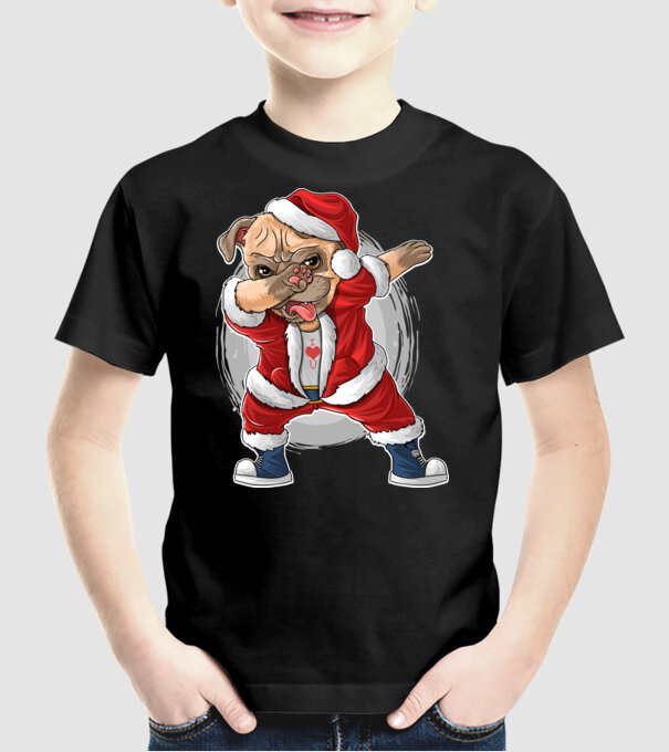 Dab Mopsz Mikulás minta fekete pólón