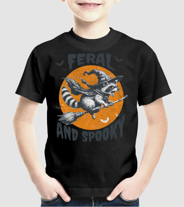 Feral and spooky minta fekete pólón