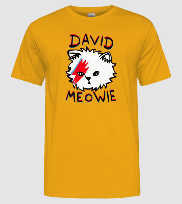 David Meowie minta sárga pólón