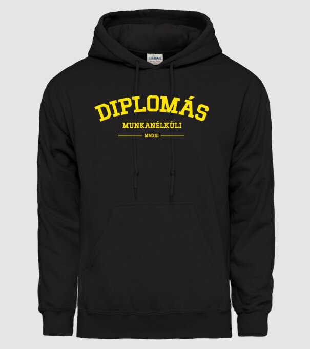 Diplomás munkanélküli minta fekete pólón
