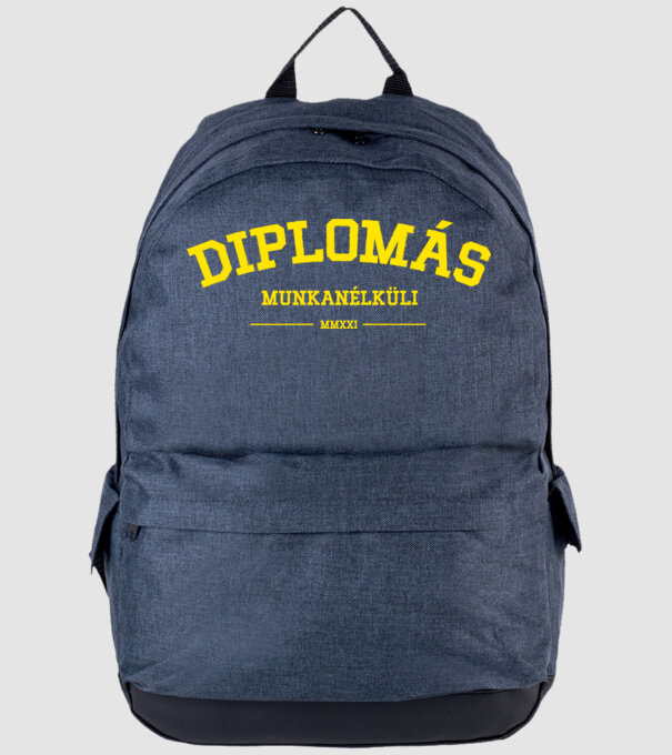 Diplomás munkanélküli minta farmerkék pólón