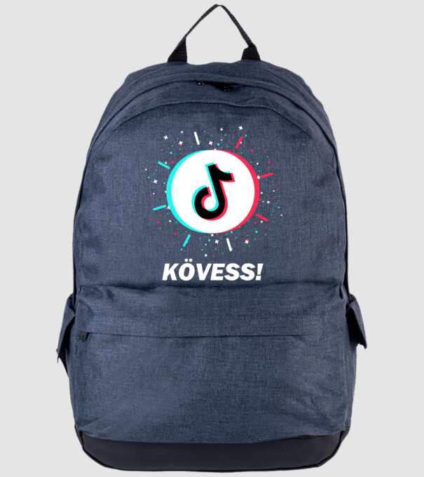 TikTok Kövess!! minta farmerkék pólón