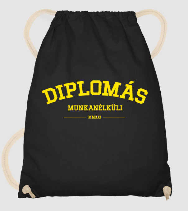 Diplomás munkanélküli minta fekete pólón