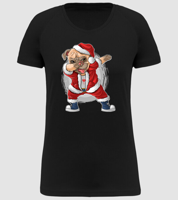 Dab Mopsz Mikulás minta fekete pólón