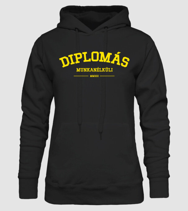 Diplomás munkanélküli minta fekete pólón