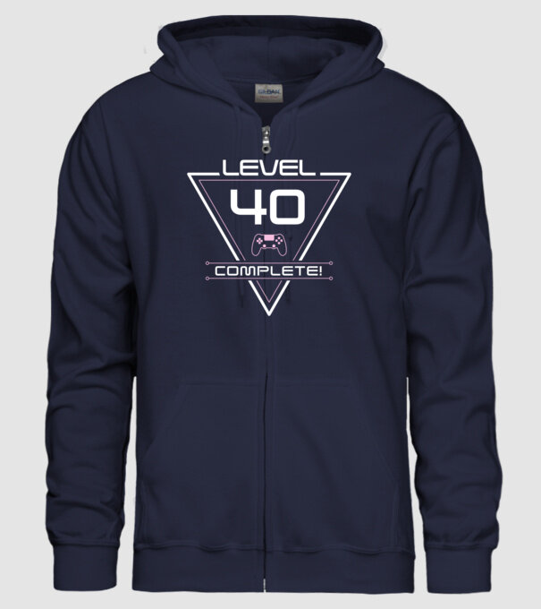 level-complete-40 minta sötétkék pólón