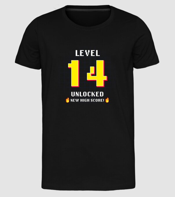 Level Unlocked 14 minta fekete pólón