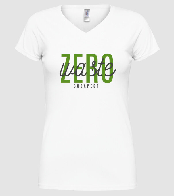zero-waste-script-budapest-green-grey minta fehér pólón
