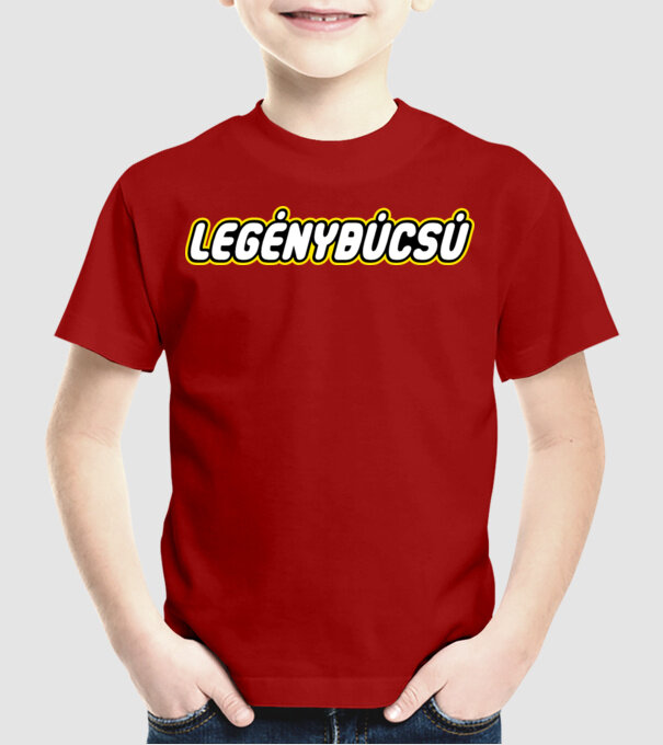 Legénybúcsú (lego) minta piros pólón