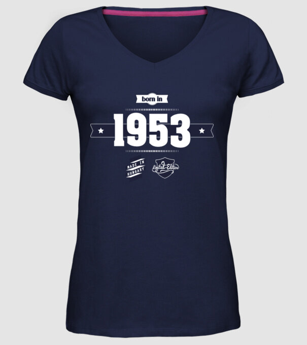 born-in-1953 minta sötétkék pólón