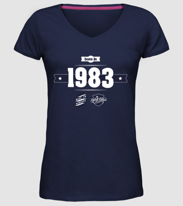 born-in-1983 minta sötétkék pólón