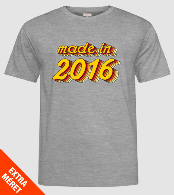 Made in 2016 (Yellow&Red) minta szürke pólón
