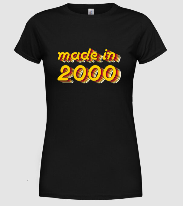made-in-2000-yellow-red minta fekete pólón