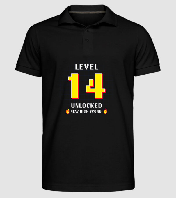 Level Unlocked 14 minta fekete pólón