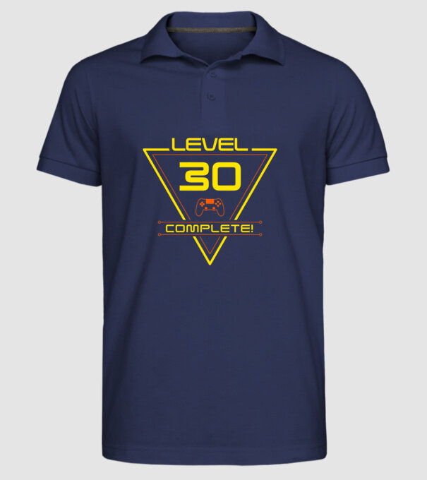 level-complete-30 minta sötétkék pólón