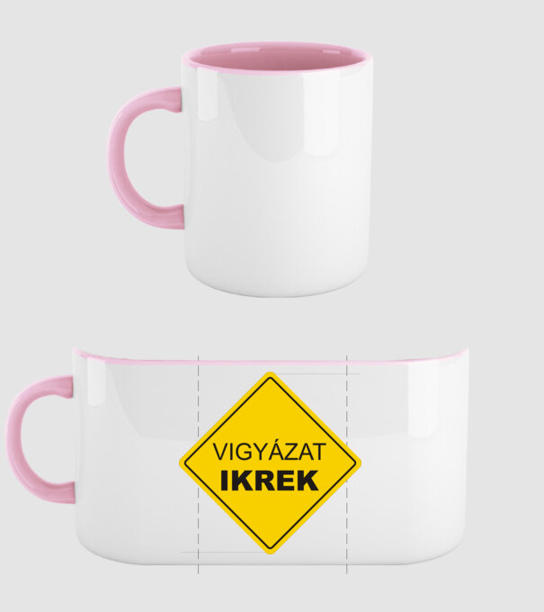 Vigyázat, ikrek minta világos rózsaszín pólón