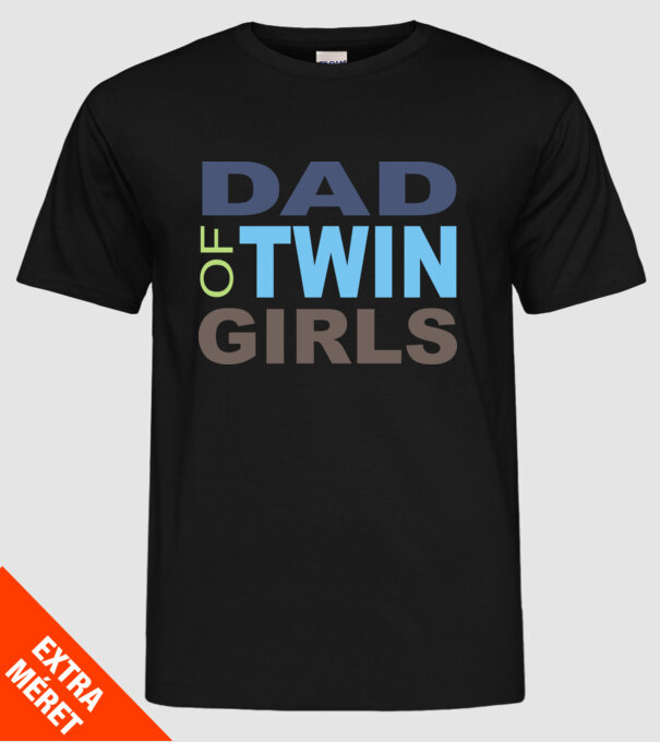 Dad of twin girls, páros minta minta fekete pólón