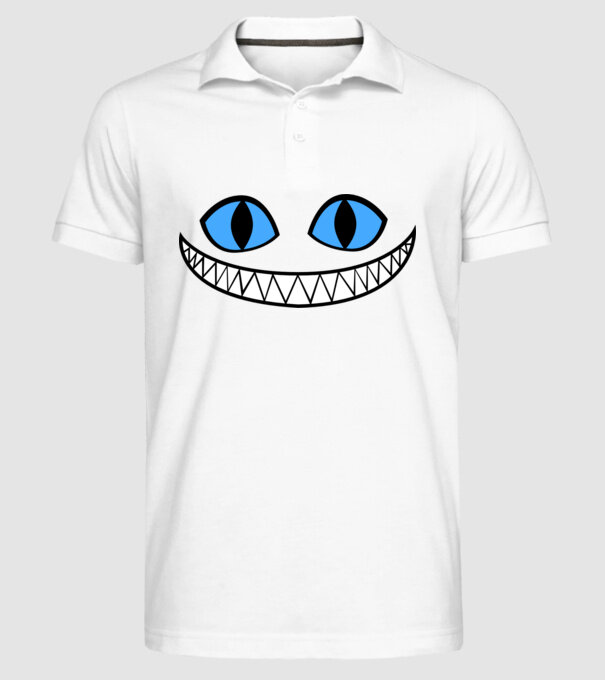 cat-face minta fehér pólón