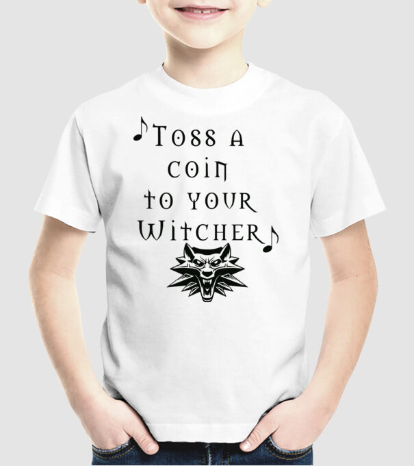 Toss a Coin to your Witcher minta fehér pólón