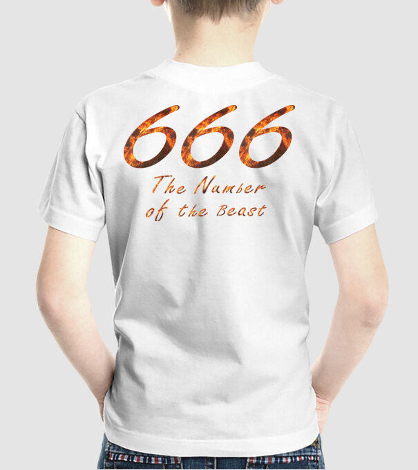 666 the number of the beast - Iron Maiden póló minta fehér pólón