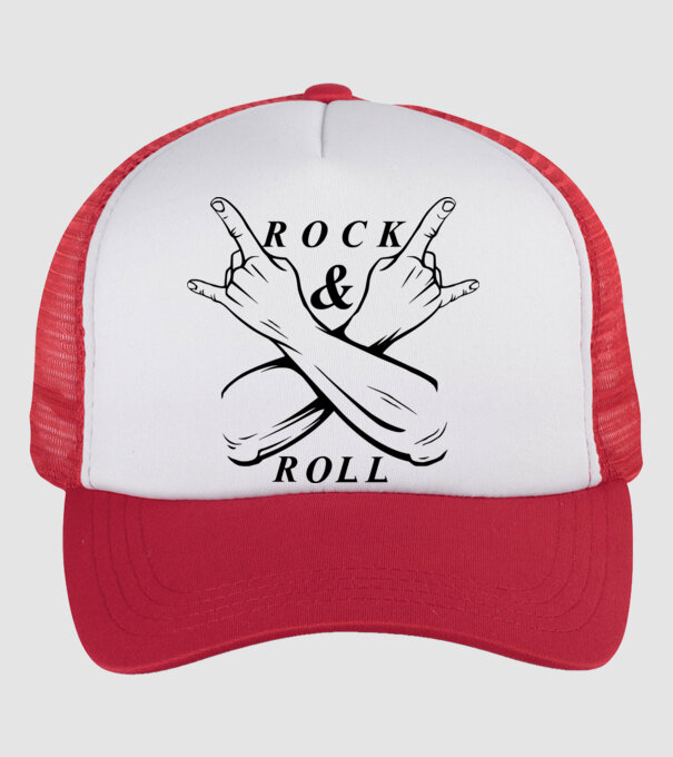 Rock&Roll pólóminta világos alapra minta fehér/piros pólón