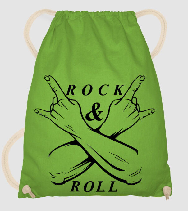Rock&Roll pólóminta világos alapra minta almazöld pólón