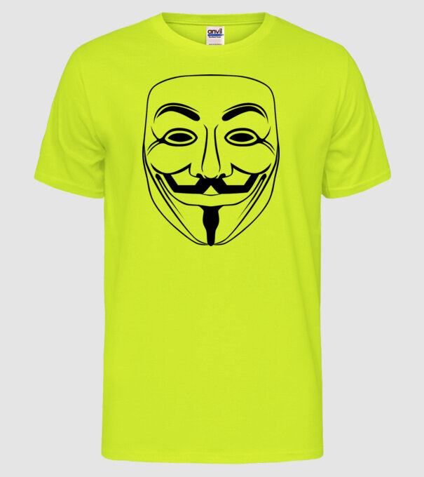 Anonymus - Guy Fawkes mask minta neonsárga pólón