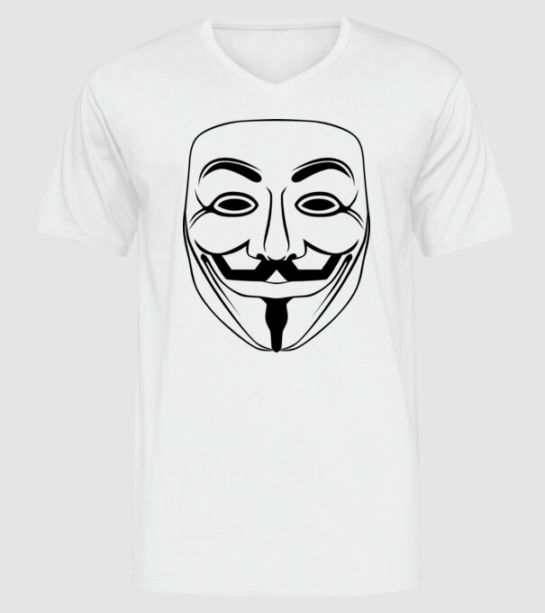 Anonymus - Guy Fawkes mask minta fehér pólón