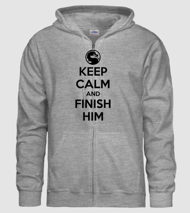 Mortal Kombat - Keep Calm and Finish Him minta szürke pólón