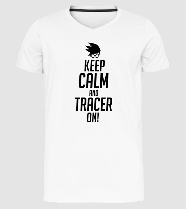 Overwatch - Keep Calm and Tracer On minta fehér pólón